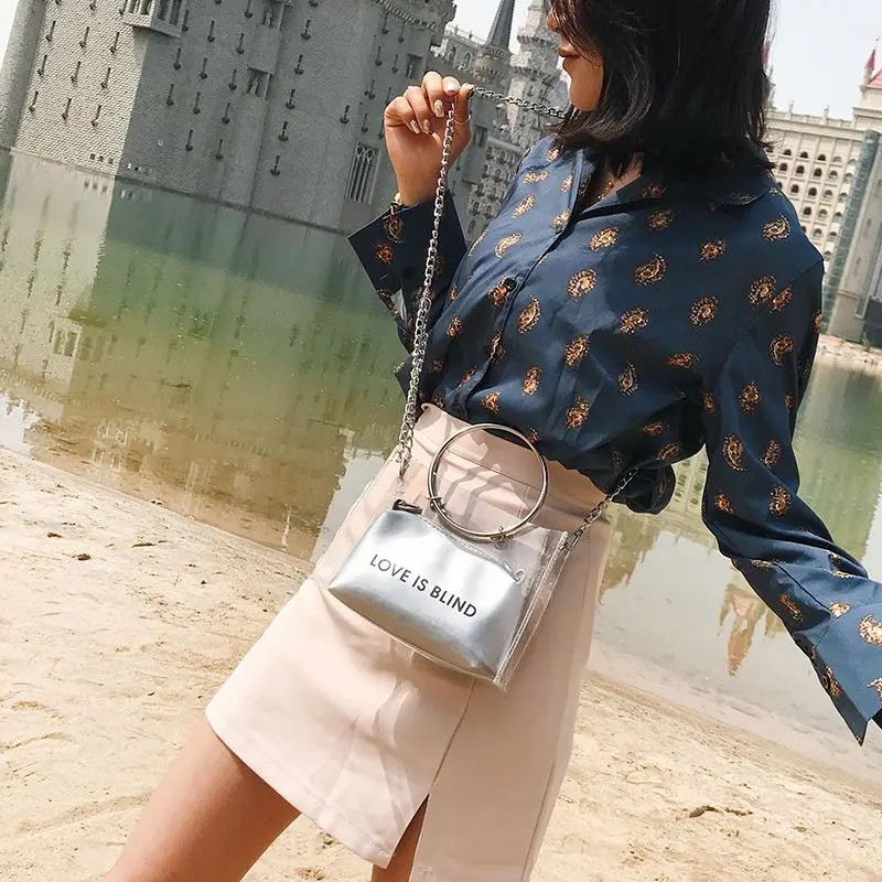 LJL أزياء النساء مجموعة الحقائب شفافة حقيبة كتف + مخلب ل المراهقات الأزياء هلام Crossbody حقيبة دائرة مقبض حمل