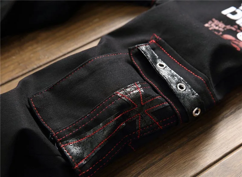 Mcikkny Brand Men's Punk Straight Jeans Letter Printed Denim Trousers Male Streetwear Hip Hop Jeans Pants Multi-pockets  (5)