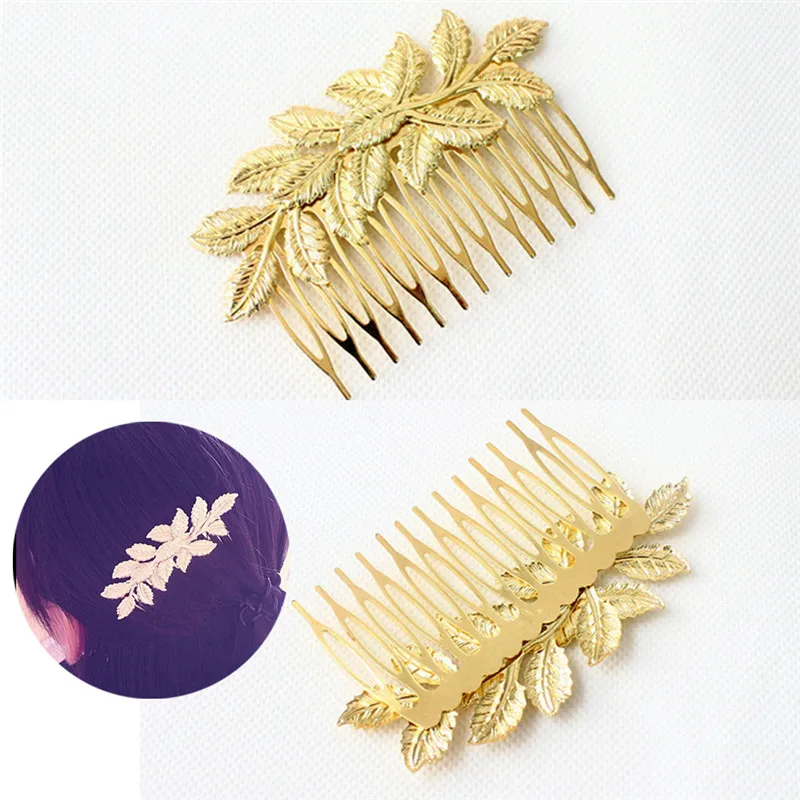 Gold Leaf Bridal Hair Combs Plastic Quality Accessories For Women Girls Wedding Bijoux Hair Jewelry Hot Sale