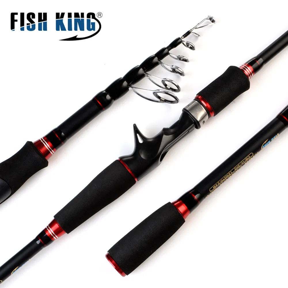 Cena FISH KING 24T Carbon Spinning pręt odlewniczy C.W 10 30g Ultralight wędka teleskopowa wędka 1.8 m, 2.1 m, 2.4 m, 2.7 m, 3.0m