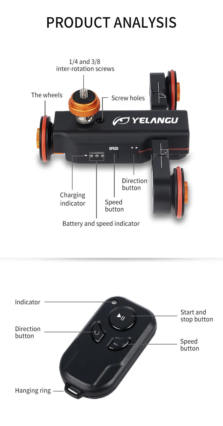 YELANGU-L4X-Autodolly-Electric-Slider-Motorized-Pulley-Car-Cine-Dollies-Pulley-Rolling-Skater-with-Wireless-Remote-for-DLSR-Camera-Video-Camcorder-Smart-Phone (8)