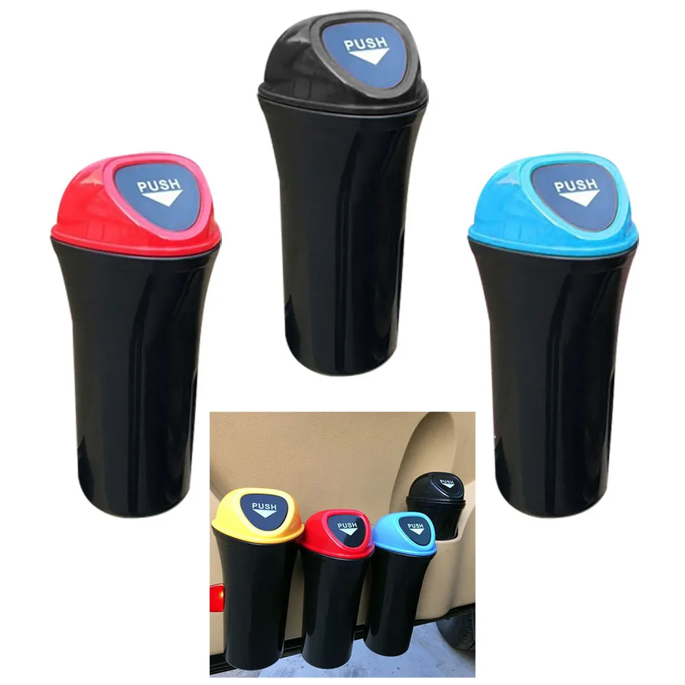 

Simple compact Organizer Garbage Holder Automobiles Storage Bag Accessories Auto Door Seat Back Visor Trash Bin with springcover