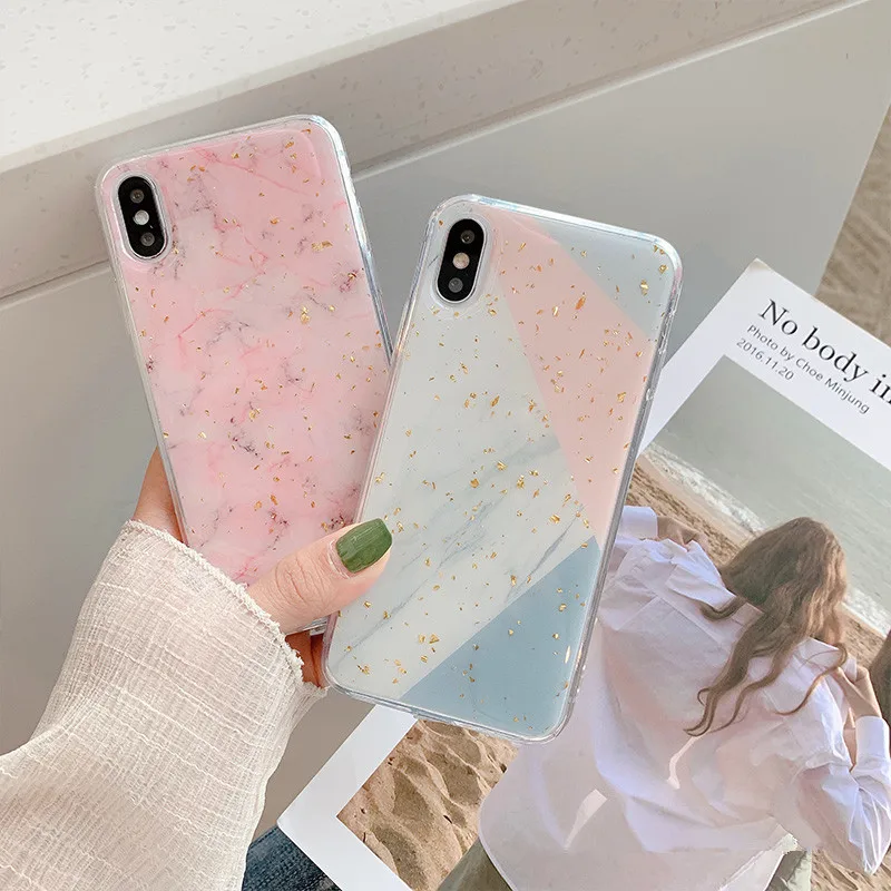 

Pink Marble Pattern Shell Phone Cases For iPhone 8 7 6 6s Plus, TPU Soft Back Cover Silicone Case For iPhone X XS MAX XR Fundas