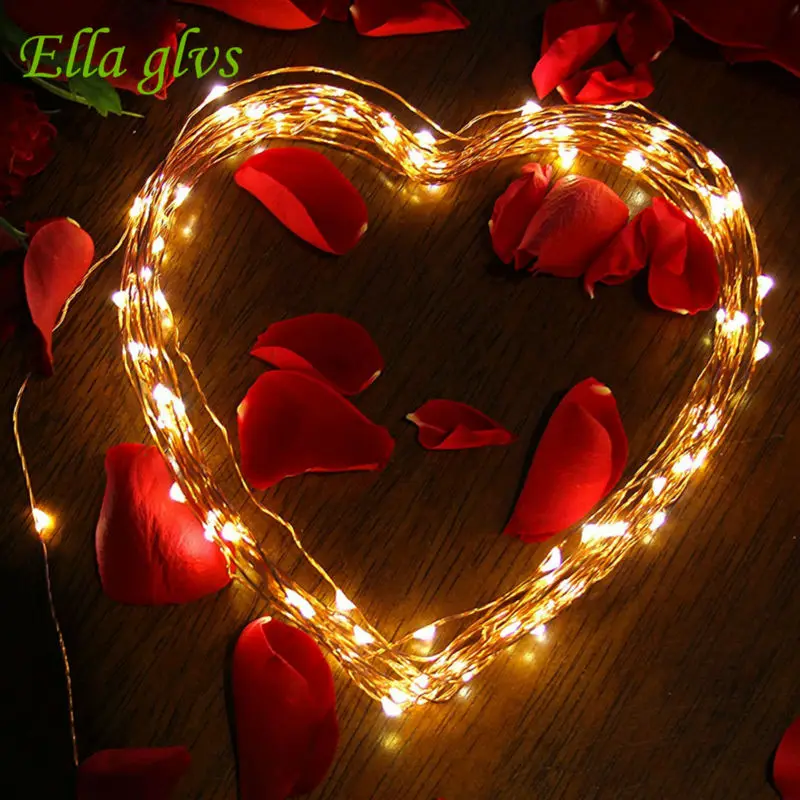 

Copper Led Christmas Strings Lights CR2032 Button Battery Operated 2M 20 Micro LED String Lights For Party Wedding Decoration