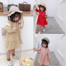 Платье в горошек в Корейском стиле для девочек хлопковая Осенняя детская одежда платья для девочек от 1 до 6 лет