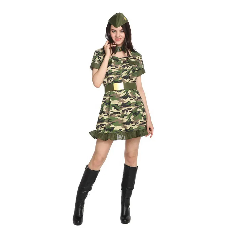 Pretty Female Soldier Army Warrior Costume for Women Maiden Teen Girls Fantasia Halloween Purim Carnival Party Dress