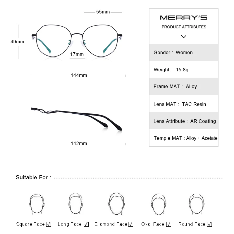 MERRYS дизайн женские модные трендовые овальные очки оправа дамы близорукость рецепт оптические очки S2020