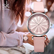 SK женские розовые часы Роскошные Shengke Bayan Kol Saati кожаные женские наручные часы модные женские часы Zegarek Damski Новинка