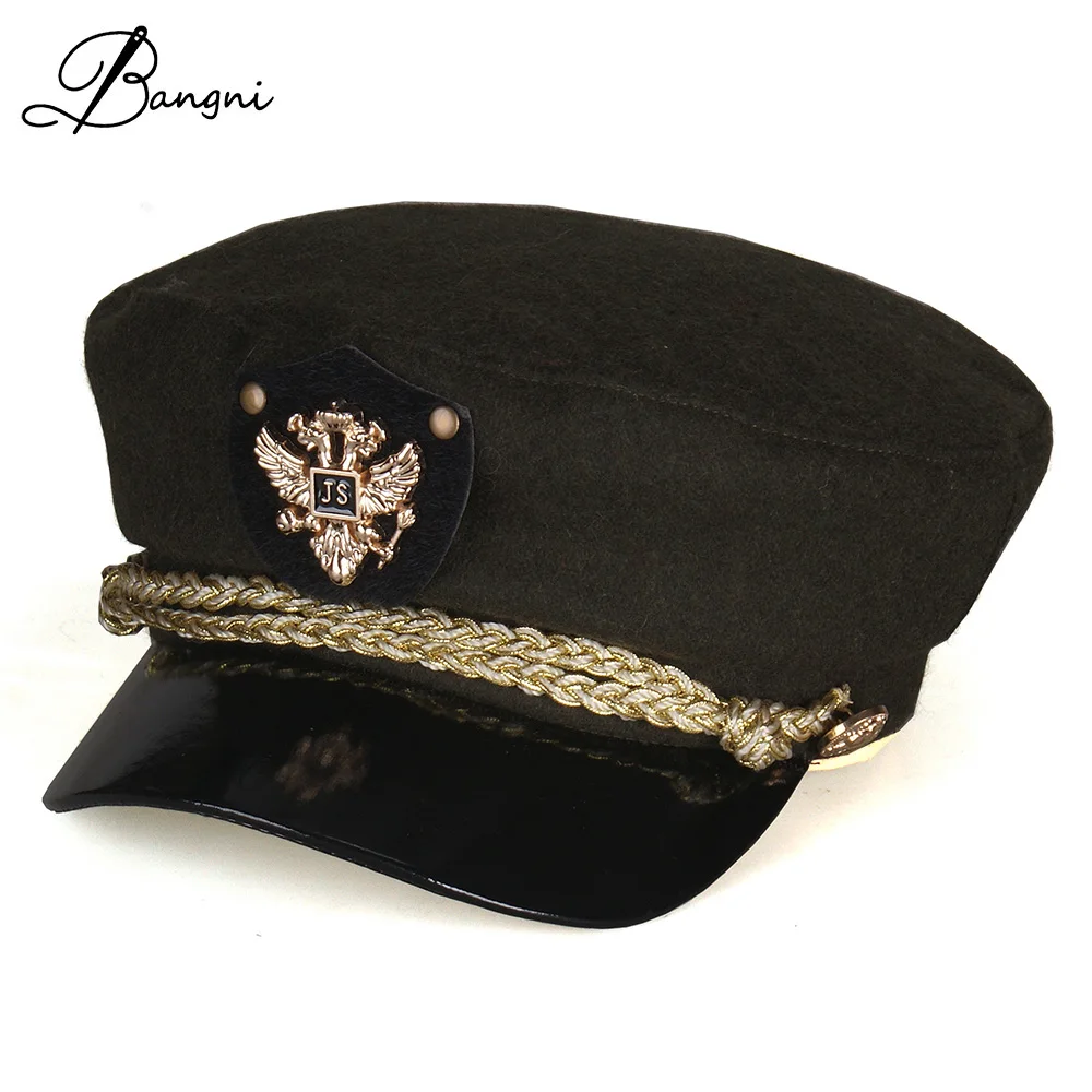 2017 Korean Sailor Captain Hats Top Grade Wool Cotton Uniform Men Women