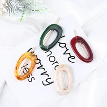 Корейский Японский Стиль Акриловые полимерные заколки женские модные аксессуары для волос полые геометрические Овальные Заколки Для Волос