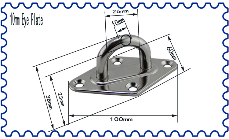 Морская нержавеющая сталь 316 Алмазная прокладка пластины с проушиной штапельное кольцо крюк петля лодка морская яхта тент парус Привязать вниз 5 мм 6 мм 8 мм 10 мм