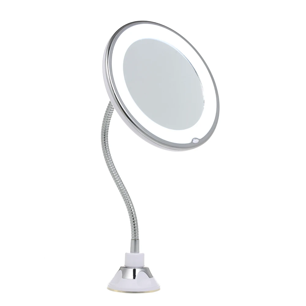

10X Folding Makeup Mirror Flexible Magnifying Make up Wall Mounted Bathroom flexible Mirror with LED light compact vanity Mirror