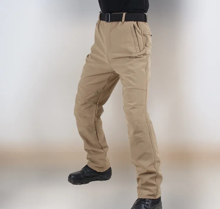 Мужские тренировочные армейские тактические военные брюки-карго, зимние уличные охотничьи штаны для верховой езды, походные бархатные теплые флисовые лыжные брюки