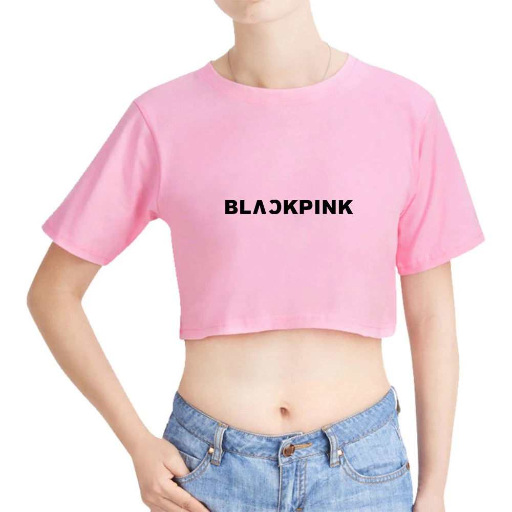 KELUOXIN Kpop Blackpink Новейший Альбом KILLTHISLOVE женская сексуальная открытая пупка с коротким рукавом летняя хлопковая Футболка Kawaii кроп-топы
