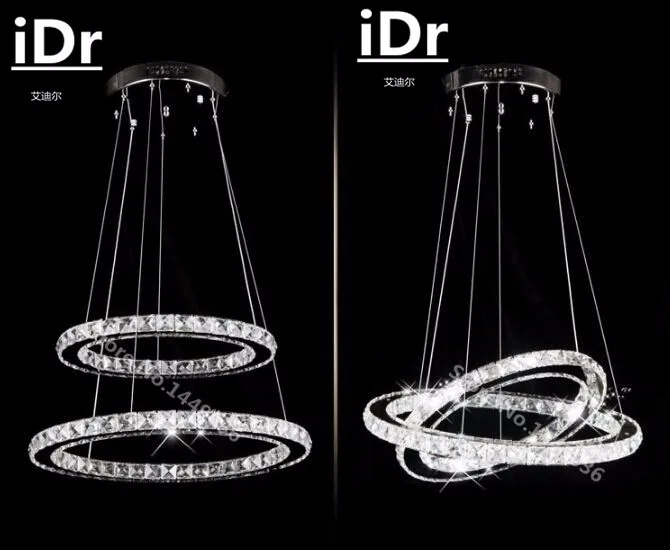 Современный светодиодный светильник-люстра с 3 кольцами для столовой, фойе, лестницы, хрустальные лампы c-018