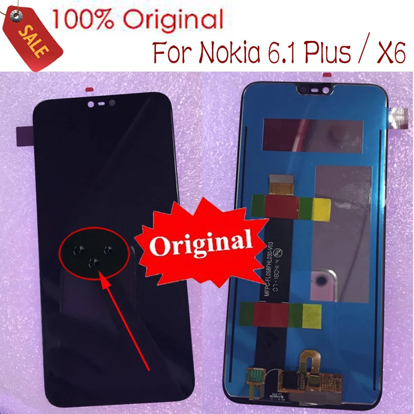 

100% Original Test LCD Display Touch Panel Screen Digitizer Assembly For Nokia 6.1 Plus X6 TA-1099 TA-1109 X6 2018 Glass Sensor