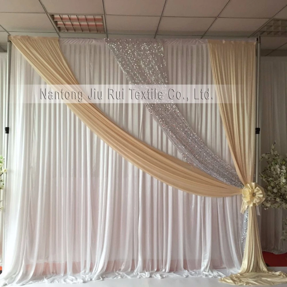 2 قطعة الوحدة 3m Hx 3mw رائجة البيع ستارة بيضاء مع كريم الفضة الترتر الستارة خلفية الزفاف Curtains Withe Curtains Curtaincurtains White Aliexpress