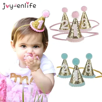 

1pcs Birthday Crown Birthday Party Hats Dot with Hairball Cap Baby Shower Birthday Party Photo Props Children Party Decoration