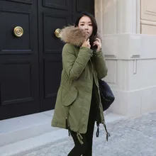 Зимний меховой воротник средней длины Модный женский пуховик однотонный теплый с капюшоном высококачественный Женский пуховик NUW243