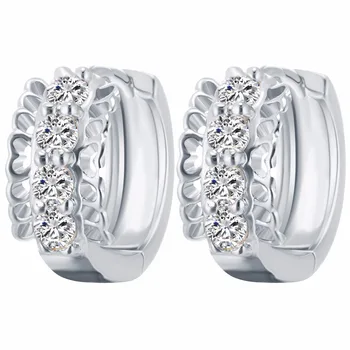 1Pair Fashion Jewelry Trendy Style Gold Silver Rhinestone Earrings Geometric Hollow cCrystal Hoop Earrings For Women Girl Gift