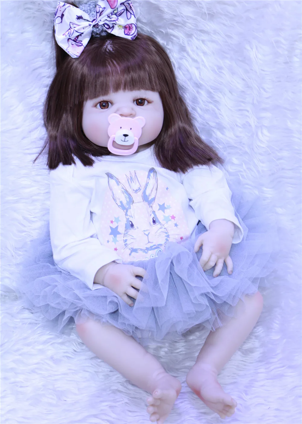 

57CM Full Body Soft Silicone Girls Reborn Baby Doll Bathe Toys Lifelike high quality cute Bebe Real Reborn Boneca Menina doll