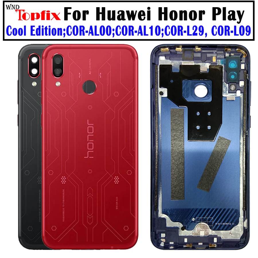 huawei honor play, задняя крышка для батареи, крышка для двери, Задняя стеклянная крышка корпуса, чехол 6,", huawei honor play, крышка для батареи+ объем питания le