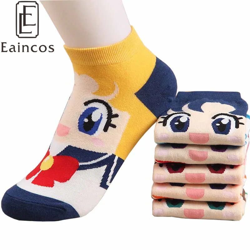 Аниме Сейлор Мун Для женщин Обувь для девочек милый мультфильм носки весной и осенью Повседневное дышащие хлопковые носки 6 стилей
