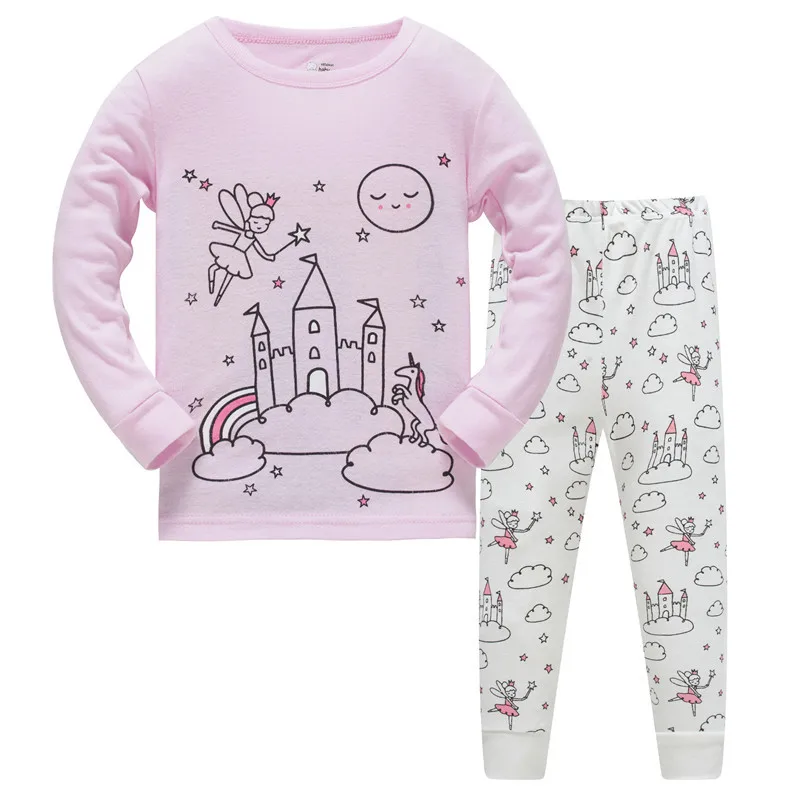 Conjunto de Roupas Meninas dos Desenhos Roupa de Dormir Crianças de Manga Comprida + Calça Roupas de Bebê Crianças Outono Pijamas Animados Conjunto 2 Peças 2020 20 Conjuntos de pijama