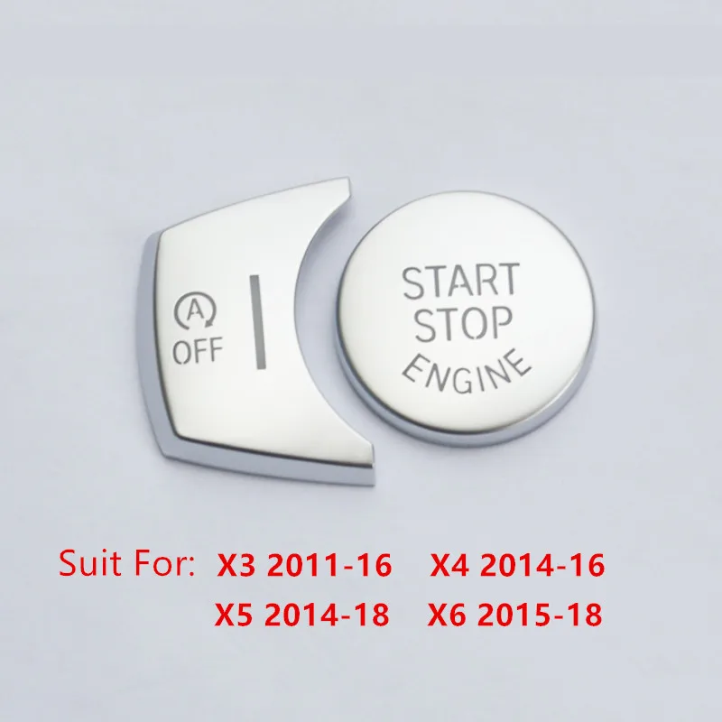 

Chrome ABS Car Engine Start Stop Buttons Sequins Cover Trim 2pcs For BMW X3 F25 X4 F26 X5 F15 X6 F16 Interior Accessories