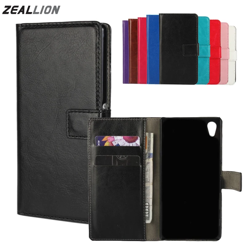 

ZEALLION For Sony Xperia Z1 Z2 Z3 Z4 Z5 mini Compact M2 M4 C4 Case Wallet Holster Flip Crazy-Horse Leather Cover