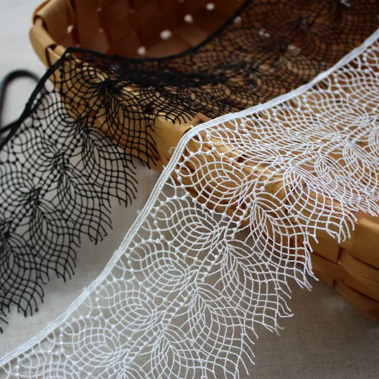 

8.8CM width Exquisite fine leaves polyester water soluble lace DIY collar sleeves clothing long stitching yarn accessories