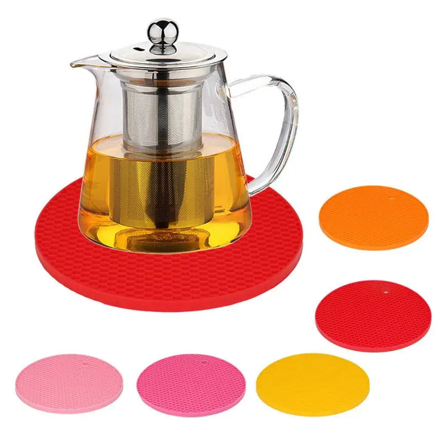 Round Silicone Mat Placemat Non slip Heat Resistant Dining Table Mat