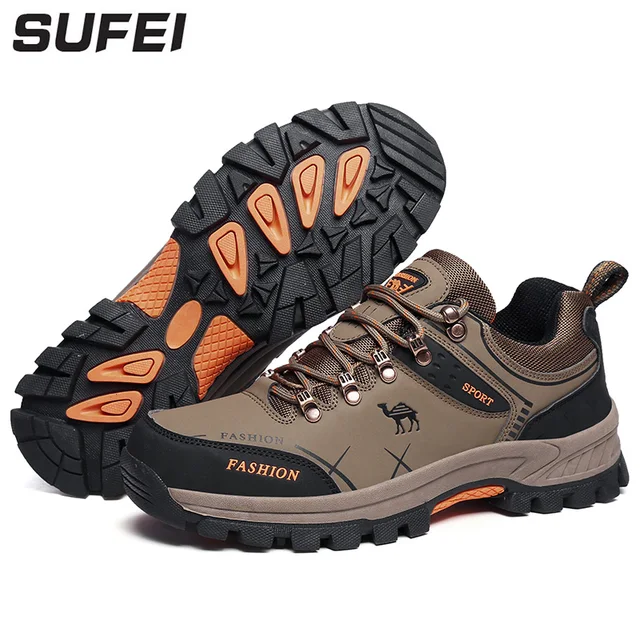 sufei Men Breathable Hiking Shoes Waterproof Shoes Outdoor Climbing Trekking Hunting Sport Sneakers