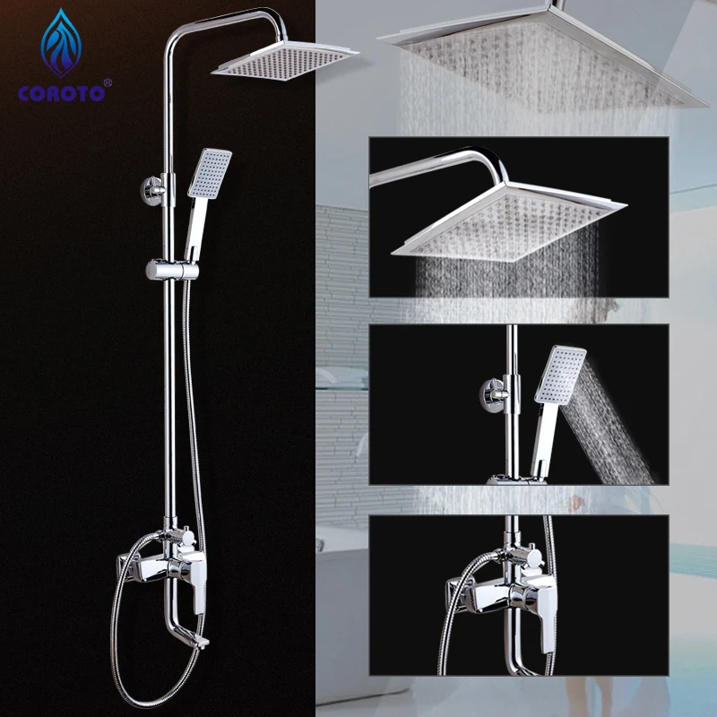 Brass Shower Faucet Rain Shower Head+Tub Faucet + Hand Shower with the