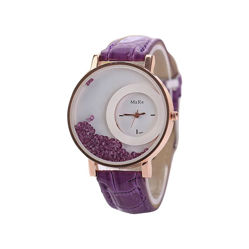 Relogio Feminino De Lux Marque зыбучие пески маленькие Бриллианты Женские часы Montre Femme Acier Inoxydable@ 50