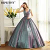 BEPEITHY Simple V Neck Glitter Long Prom Dress For Women Dubai Shinning Ball Gown Luxury Evening Party Gown 2022 Hot Sale ► Photo 1/6