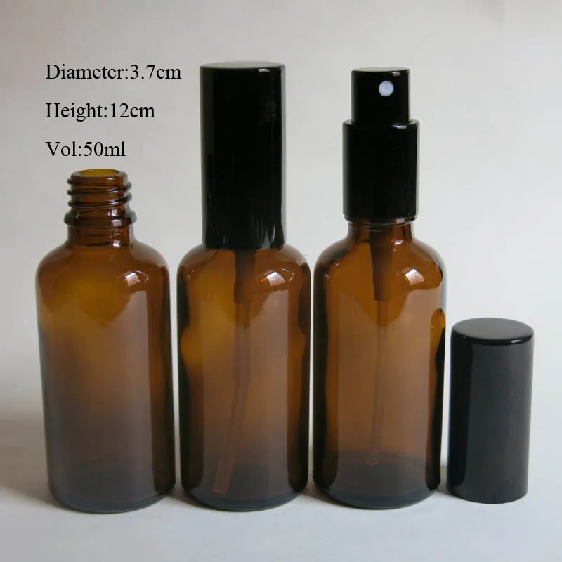 100pcs 50ml amber glass spray bottle with black sprayer , 50ml  glass  mist  spray bottle,50 ml glass  perfume spray container