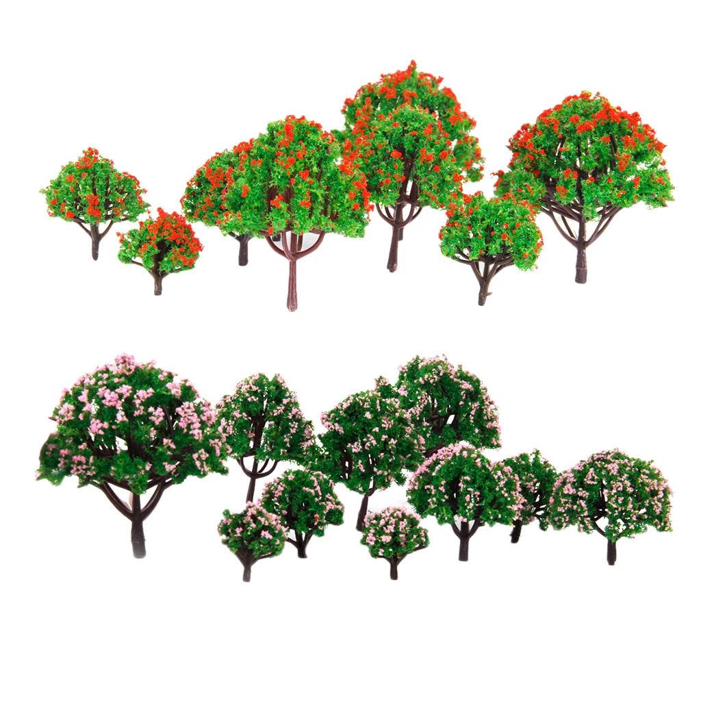 20Pcs Flower Tree Model HO Z N Scale 1/75-500 Layout for Diorama Scenery Building Props