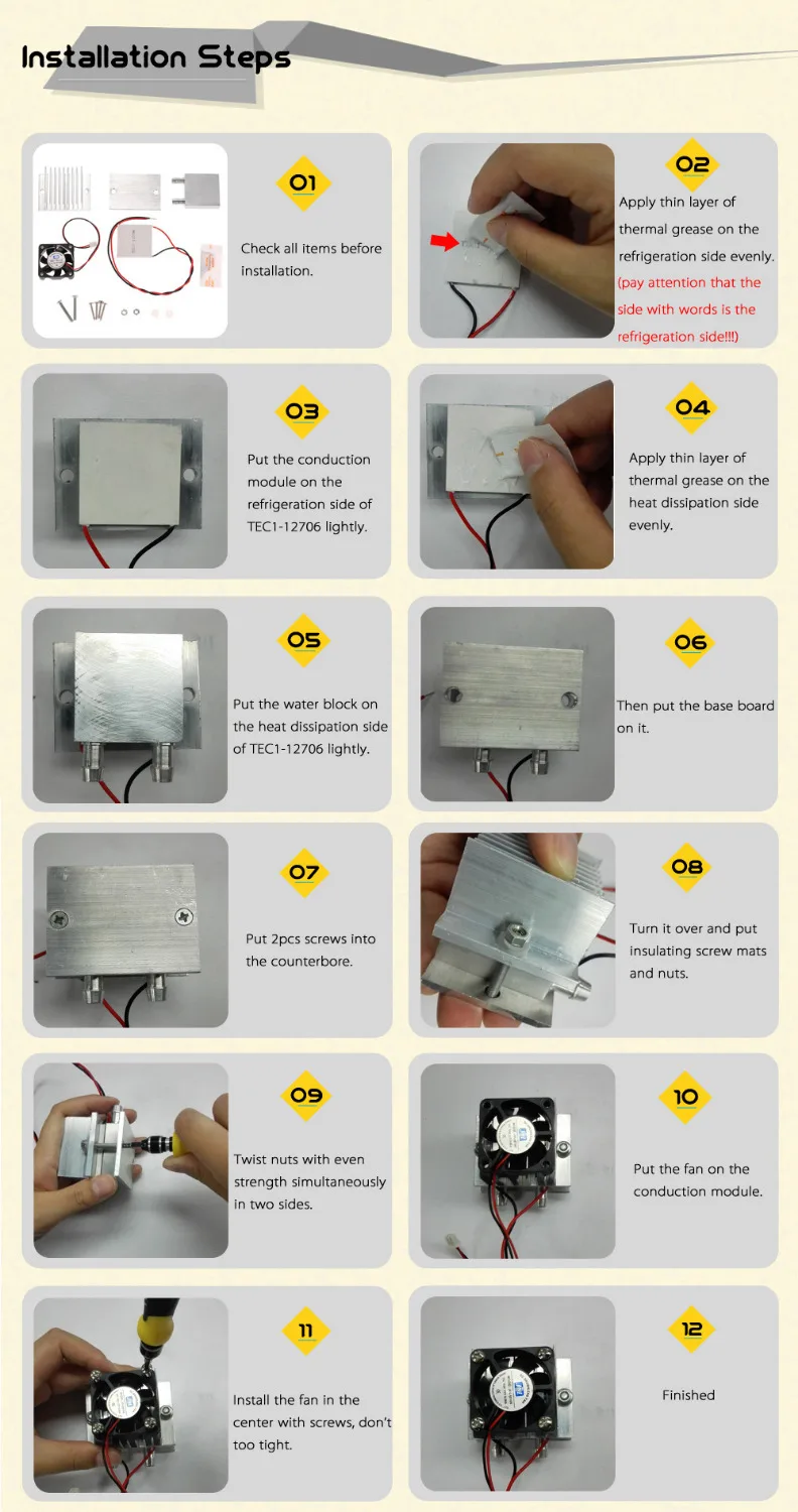 DIY Kit термоэлектрический Пельтье охладитель холодильная система охлаждения теплоотвод проводящий модуль+ вентилятор+ TEC1-12706