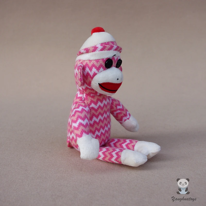pink sock monkey dog toy