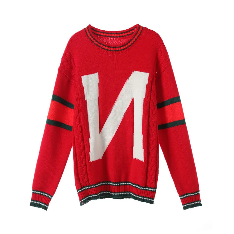 2019 Early Spring New Jockeying Letters Blouse Easy Knit Sweater Pullovers O-Neck Wool Fashion Letters Women Sweaters 2019 Early Spring New Jockeying Letters Blouse Easy Knit Sweater Pullovers O-Neck Wool Fashion Letters Women Sweaters