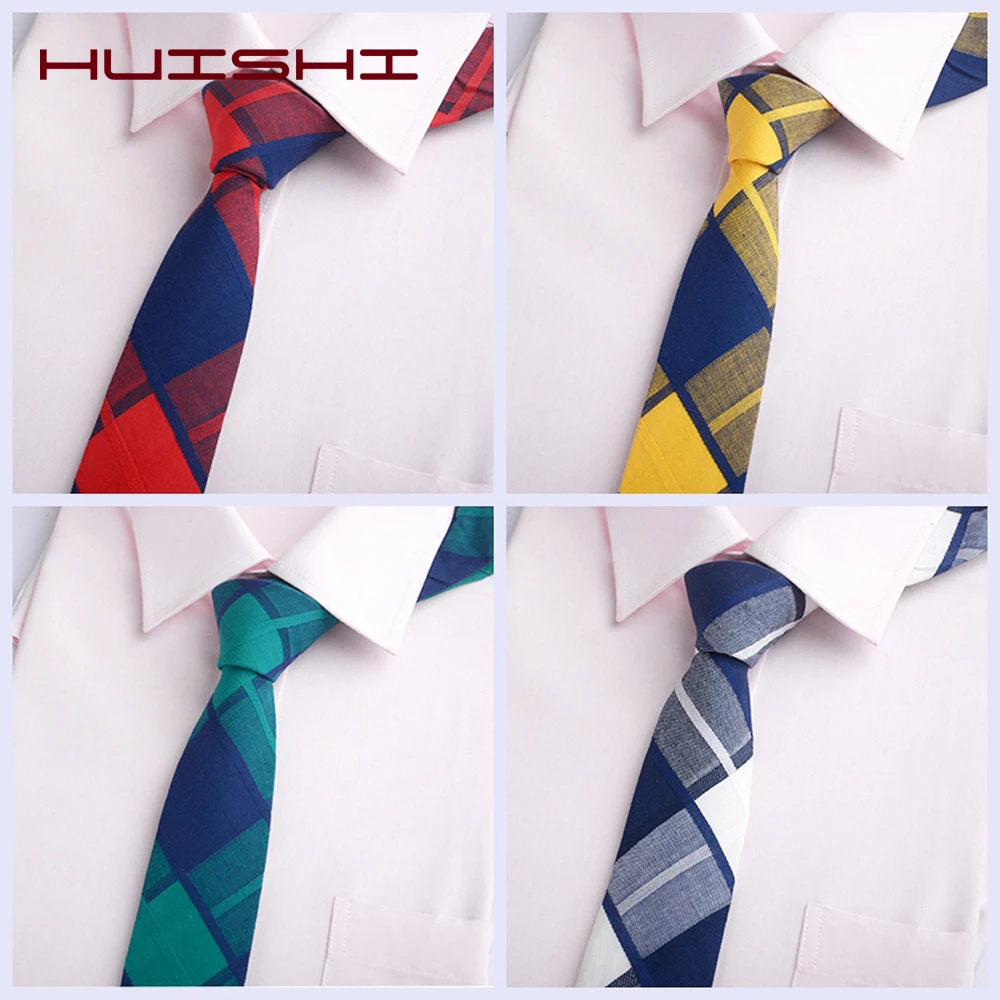 HUISHI мужской клетчатый галстук в полоску хлопок Классический Сладкий Радужный костюм галстуки женские мужские хлопковые обтягивающие