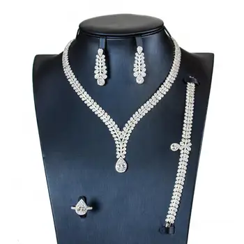 

LAN PALACE new 5A cubic zirconia Necklace/Earrings/Bracelet/ring jewelry sets for wedding engagement party free shipping
