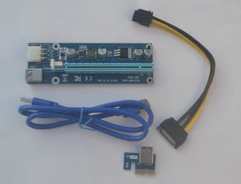 

100set.VER 006C PCI-E PCI E Express 1X to 16X graphics card Riser Extender Card cable Adapter 6 pin power Supply For Bitcoin Min