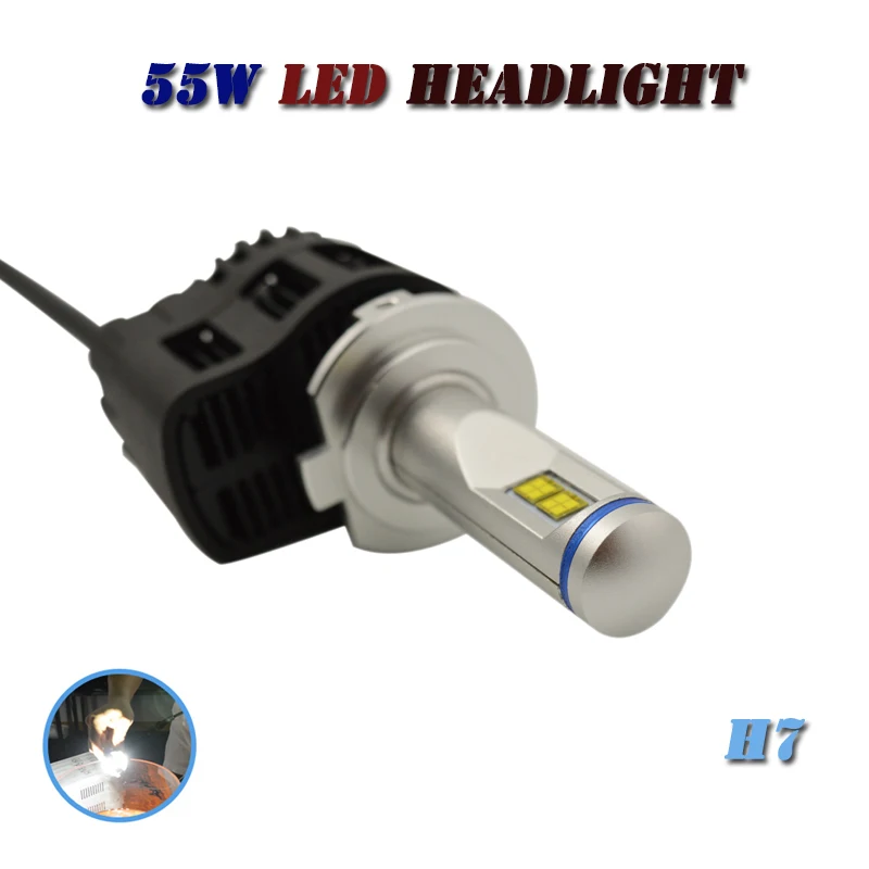 H7 Фар Kit 5200lm * 2 10400lm 55 Вт СВЕТОДИОДНЫЕ Фары Лампы 6000 К 5000 4000 3000 супер белого авто
