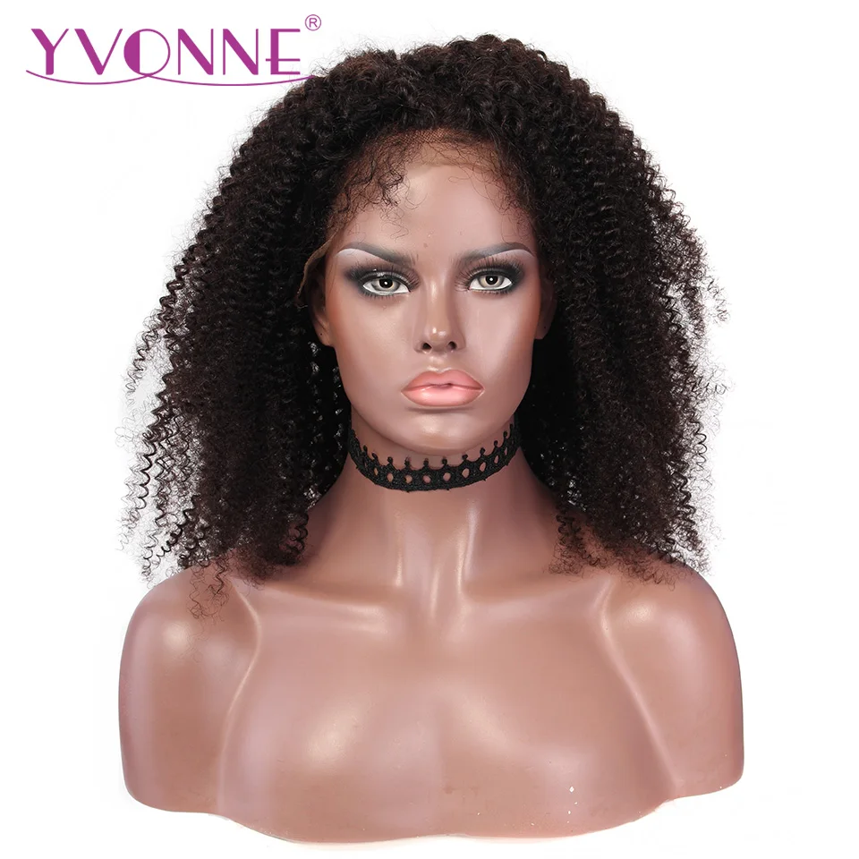 

YVONNE 360 Lace Frontal Wig Pre Plucked With Baby Hair Virgin Kinky Curly Wigs For Black Women Natural Color
