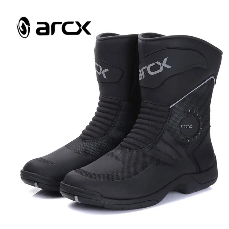 Мужские мотоциклетные ботинки ARCX Черные Водонепроницаемые из натуральной