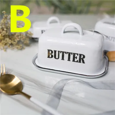 Эмалированная коробка для хранения масла и сыра лоток для торта белый прямоугольник - Цвет: B