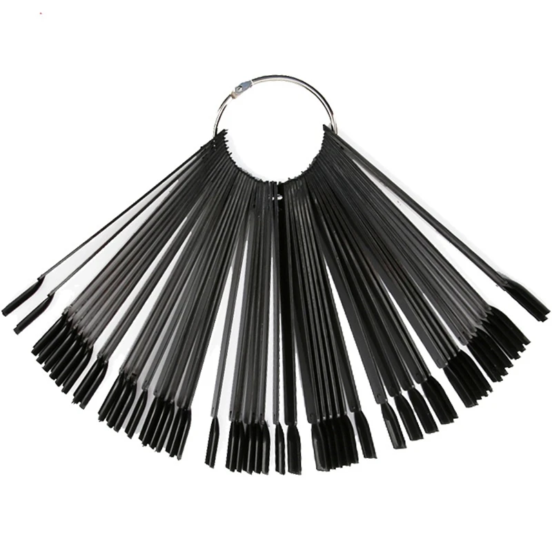 

50pcs/lot False Nail Tips Black Fan Finger Full Card Nail Art Display Practice Training Acrylic UV Gel Polish Tool Manicure