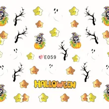 Холлоуин, обертывания для ногтей, дизайн, наклейки для ногтей на Хэллоуин, 3D наклейки для ногтей, 500 упаковок/партия, EMS/DHL